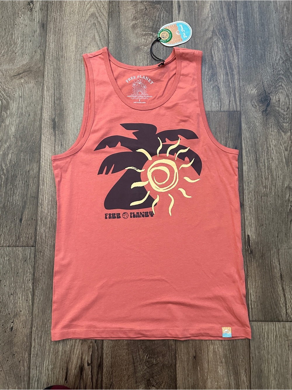 Free Planet Organic Cotton Summer Tank Top Men’s Size S Slate Rose